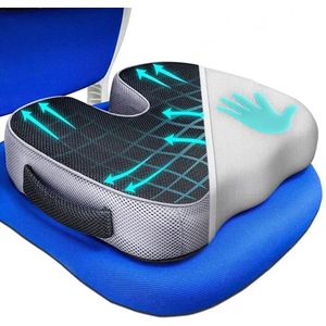 SOMNURA® Zitkussen, Orthopedisch Ergonomisch Traagschuim Stoelkussen, Zitkussen Bureaustoel, Comfortabel Memory Foam Steunkussen, Wigkussen, Coccyx Kussen, Bureaustoelkussen , Autostoelkussen, Stuitkussen, İschiaskussen, Zwangerschapskussen