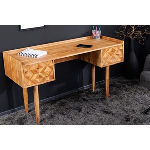 Massief houten bureau ALPINE 132 cm natuurlijke acaciahoning afwerking met opberglades