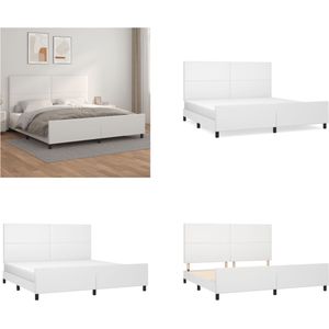vidaXL Bedframe met hoofdbord kunstleer wit 200x200 cm - Bedframe Met Hoofdbord - Bedframes Met Hoofdborden - Bedframe - Bed
