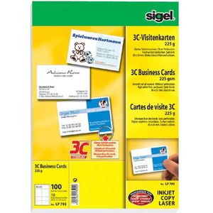 Sigel - visitekaartjes - wit - 85x55 mm - 225 gram- 100 stuks - SI-LP795