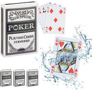 Relaxdays 4x speelkaarten poker - pokerkaarten plastic - 216 kaarten - waterdicht