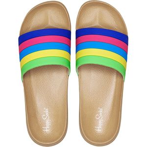 Happy Socks unisex slippers smiley daisy roze / groen