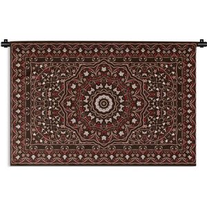 Wandkleed - Wanddoek - Patronen - Mandala - Vloerkleed - Rood - 60x40 cm - Wandtapijt