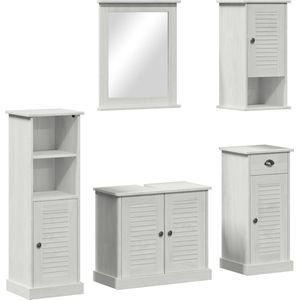 vidaXL Badkamermeubelset - Antiekwit - Massief Grenenhout - 5 Stuks