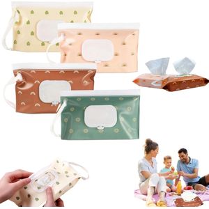 4 tissuezakjes, houder voor vochtige doekjes, tissuezakjes met klepje, hangende tissuesdoos,trolley tissue tassen, water- en stofdicht, herbruikbaar, geschikt voor dineren, slaapkamers, kamperen, trolleys en reizen (24*13,5 cm)