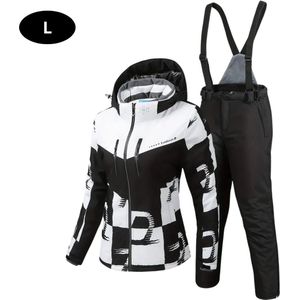 Nivard Ski Suit - Skipak - SkiBroek - Wintersport - Skijas - Dames - 2-Delig - Zwart/Wit - Maat S