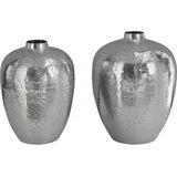 Elegante vazen set van 2 ORIENTAAL 32 cm zilver in rijsthamerontwerp - 41531