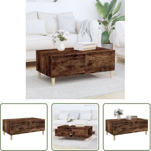 The Living Store Salontafel Scandinavisch - 90 x 50 x 36.5 cm - Gerookt eiken - Houten poten