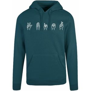 7311 - Hoodie - Gebarentaal; 3 Bier-Bottle Green-XL