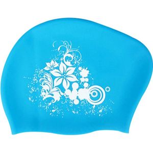 Langharige badmuts, blauw/wit