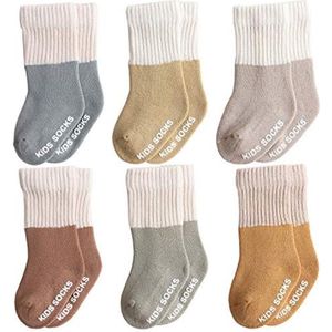 6-pack antislip sokken voor babymeisjes en jongens, lange kniekousen van katoen