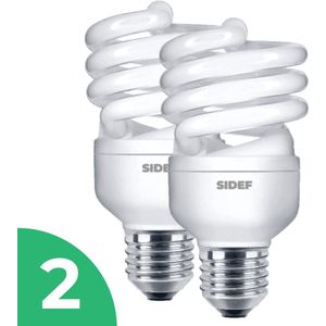 Sidef - Spiraal Spaarlamp E27 - 13W - Daglicht - 2 stuks