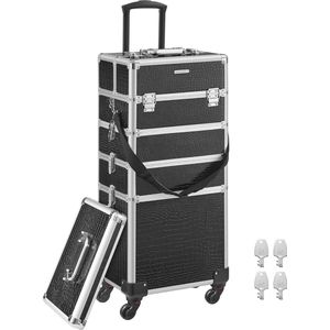 Aluminium Cosmetische Trolley - Schoonheidskoffer - Ruime Indeling - Met Sleutels