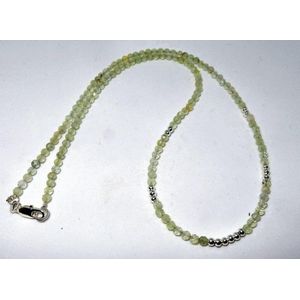 Natuurlijk Prehniet Collier wit verguld