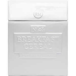 Riviera Maison Voorraadpot met deksel, Vershoudpot voor Corn flakes, Cereal - Breakfast Cereal Storage Jar - Wit - Porselein