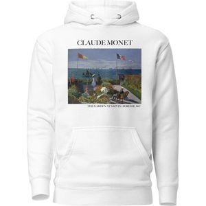 Claude Monet 'De Tuin bij Sainte-Adresse' (""The Garden at Sainte-Adresse"") Beroemd Schilderij Hoodie | Unisex Premium Kunst Hoodie | Wit | M