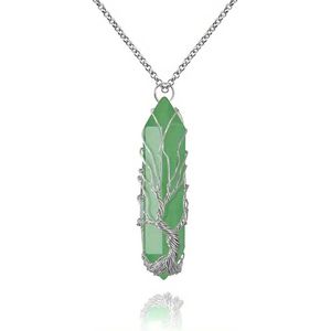 Groene Dongel - Zeshoekig helende kristallen ketting gewikkeld edelsteen - spirituele kristal hanger