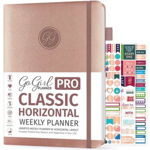 Horizontale Wekelijkse Planner met Budgettering en Doelstellingen - 18 x 25,5 cm, Harde Kaft, Ongedateerd