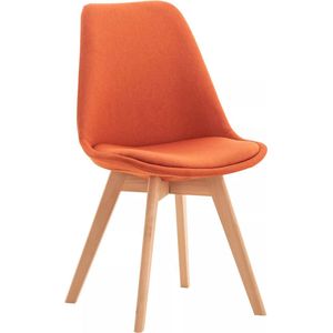 In And OutdoorMatch Eetkamerstoel Wilhelm - Comfortabele Stoel - Gestoffeerde Zitting - Modern Design - Houten Poten - Oranje