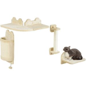 katten-klimwand-set-4-delig-kattenmeubel-zitplatform-hoekplatform-speelbal-boog-krabplank-5-kg-pluche-beige
