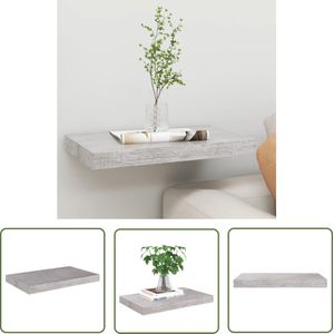 The Living Store Wandschap Honingraat MDF Metaal - 50 x 23 x 3.8 cm - Betongrijs