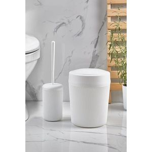 Orsa home - Badkamer set - Toilet accessoires set - Wc borstel in houder en prullenbak - wit - 3 liter - kunststof