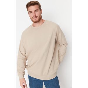Trendyol TMNAW23SW00190 Volwassenen Mannen Sweatshirt Single - Beige - S