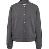 Freequent - Grijze Jersey Bomberjack - Dames - Met Drukknopen