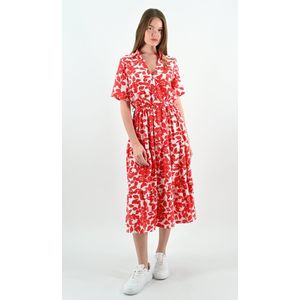 YesMooi - Rode Midi Jurk met Bloemenprint - XL