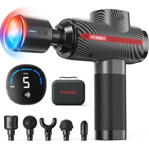 Massagepistool met Warmte- en Koudefunctie, LED-Display, en 5 Opzetstukken voor Spierontspanning
