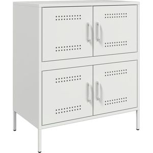 vidaXL - Dressoir - 68x39x79 - cm - staal - wit