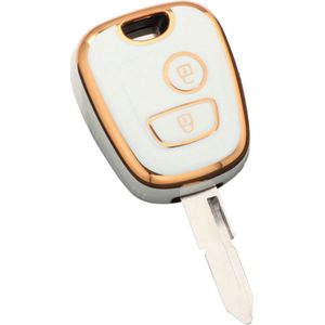Zachte TPU Sleutelcover - Geschikt voor Toyota Aygo / Citroën C1 / Peugeot 107 - Wit Goud Metallic - Sleutel Hoesje Cover Geschikt voor Peugeot 107 / 107 / 206 / 207 / 306 / 307 / 406 / 407 - Randen Goud - Auto Accessoires