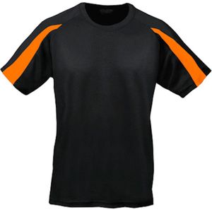 Vegan T-shirt 'Contrast' met korte mouwen Black/Electric Orange - L