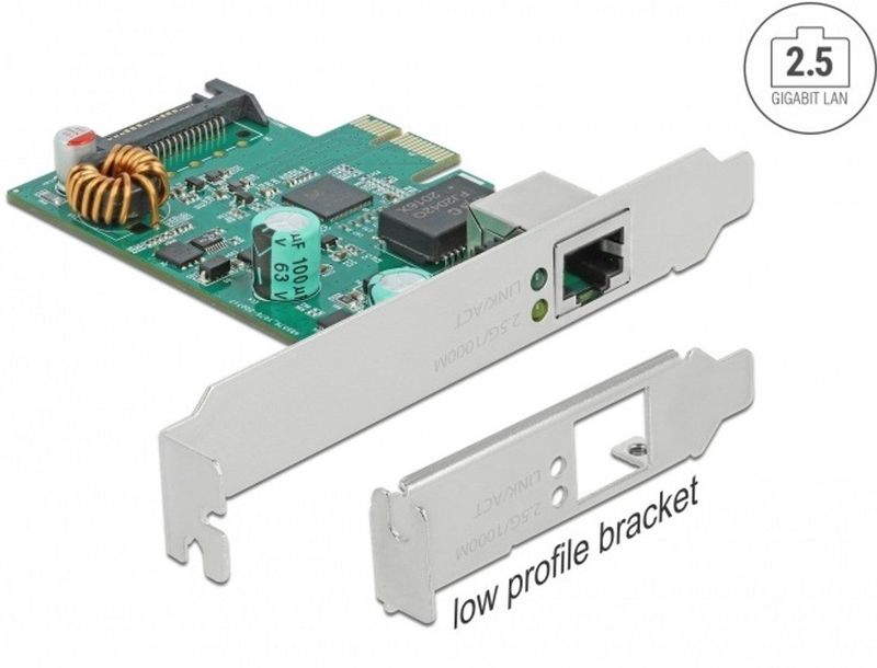 Delock - PCI Express X1 - Kaart - 1 x RJ45 - 2.5 Gigabit LAN - Poe+ RTL8125