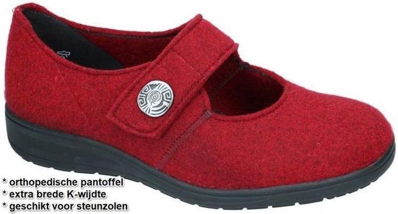 Solidus - KATE REWOOLY - Pantoffels - Donker Rood - Orthopedisch - Extra Brede K-Wijdte