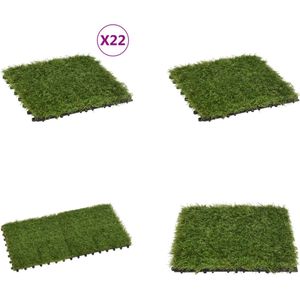 vidaXL Kunstgrastegels 22 st 30x30 cm groen - Kunstgras - Kunstgrassen - Kunst Gras - Kunst Grassen