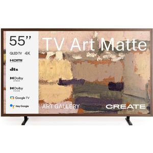 CREATE - QLED 4K 55"" Smart TV met antireflectiescherm en kunstgalerij, Donker hout- TV ART MATTE