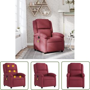 vidaXL Lounge Stoel - Massagestoel - Massagestoel verstelbaar stof wijnrood - Elektrische Massage - Ergonomische Stoel - Lederlook