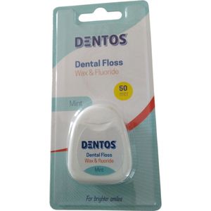 FLOSDRAAD Dentos Dental Floss WAX & FLUORIDE smaak Mint /50 meter
