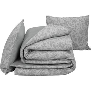 De Witte Lietaer Dekbedovertrek Lea Grey - Lits Jumeaux -  240 x 220 cm - Flanel