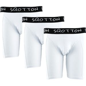 3-Pack SQOTTON® boxershort - extra lange pijp - Wit - Maat XL