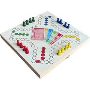 Keezen spel - Houten Keezenspel - met echte Keezenkaarten - Reisspel casette 30 x 30 cm vouwbaar bordspel - reisuitvoering 2 of 4 spelers