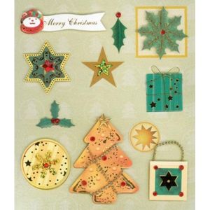 3D Handmade Kerst Stickers. 4 ZAKJES a 11 STUKS