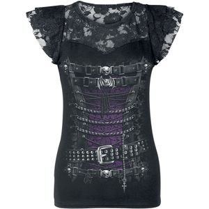 Spiral Waisted Corset Dames T-shirt - zwart - 3XL