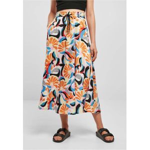 Urban Classics - AOP Satin Midi magicmangoabstract Lange rok - XS - Multicolours