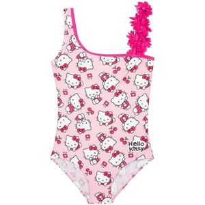 ST TRADING Badpak voor meisjes, rekbaar eendelig zwemkleding, comfortabel tienerbadpak, strand, zwembad, vakantie, Roze Hello Kitty, maat 11-12 jaar
