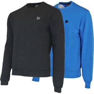 2-Pack Donnay - Fleece sweater ronde hals (Dean) - Sporttrui - Heren - Black/True blue (535) - maat XXL
