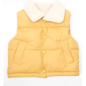 Bodywarmer Canary - geel - teddystof - gewatteerd - Maat 3-4 jaar - sportief - Unisex - meisjes - jongens - Minimalistisch