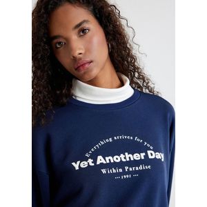 Sweatshirt - Rechte Kraag - Lange Mouw - Relax Basis - Met Gebruik Van Twee Verschillende Stoffen