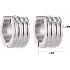Aramat Jewels Oorringen - Moderne Zilverkleurige Stalen Oorringen - Roestvrij staal - Mannen - Volwassenen - 3